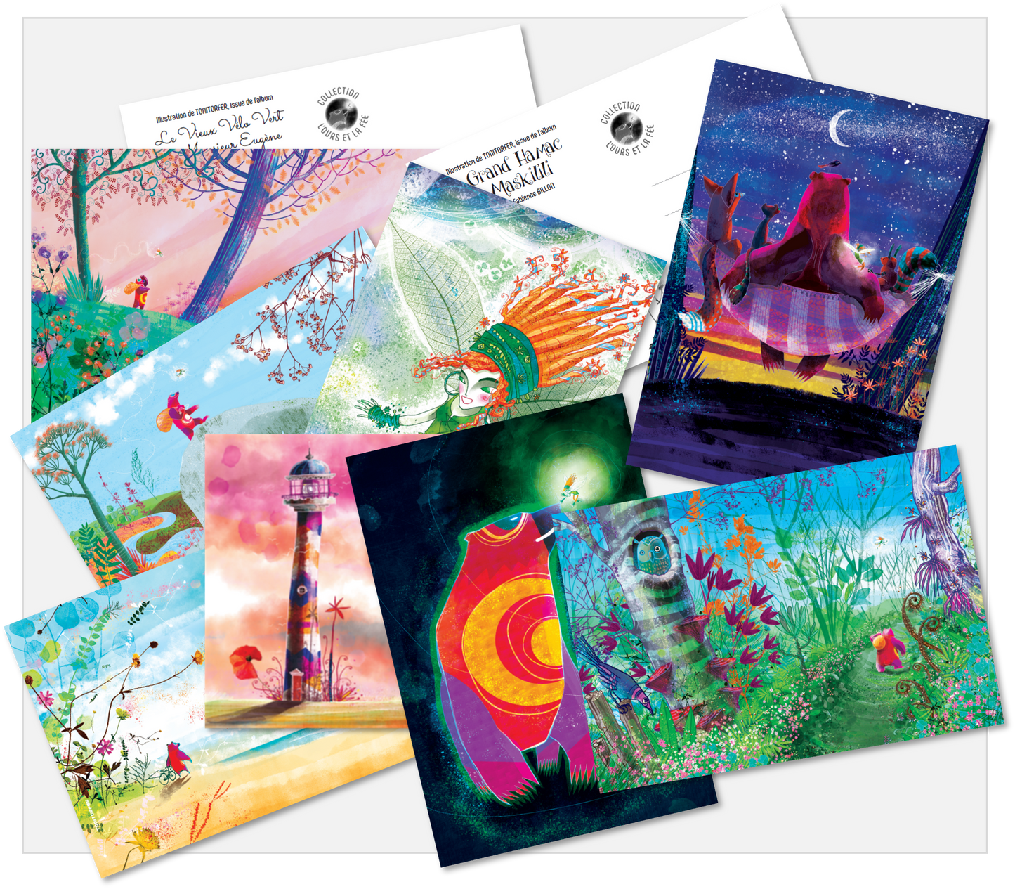 Lot de 10 Cartes postales - Collection L'Ours et la Fée